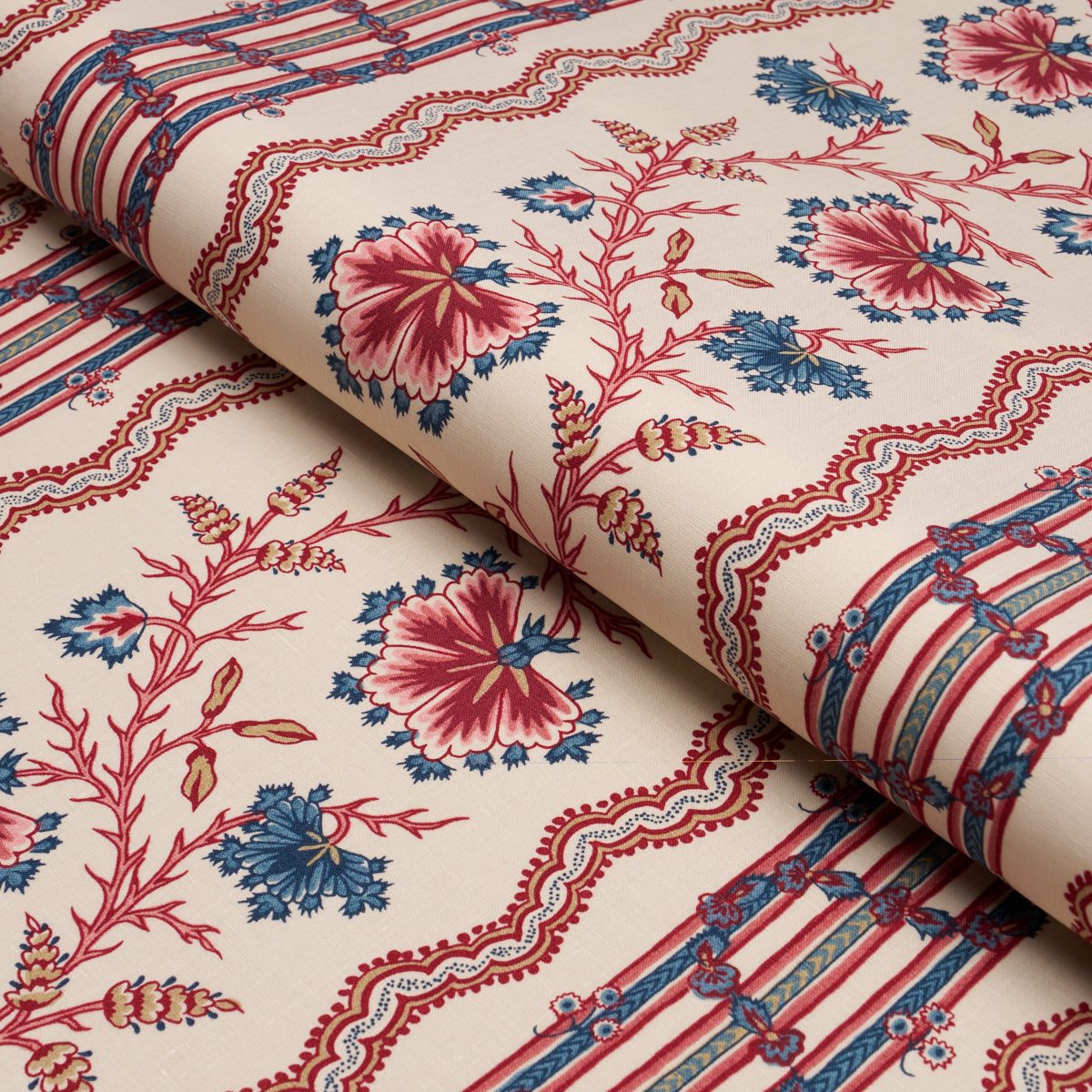 PARVATI FLORAL STRIPE | Vermillion – Schumacher Italia