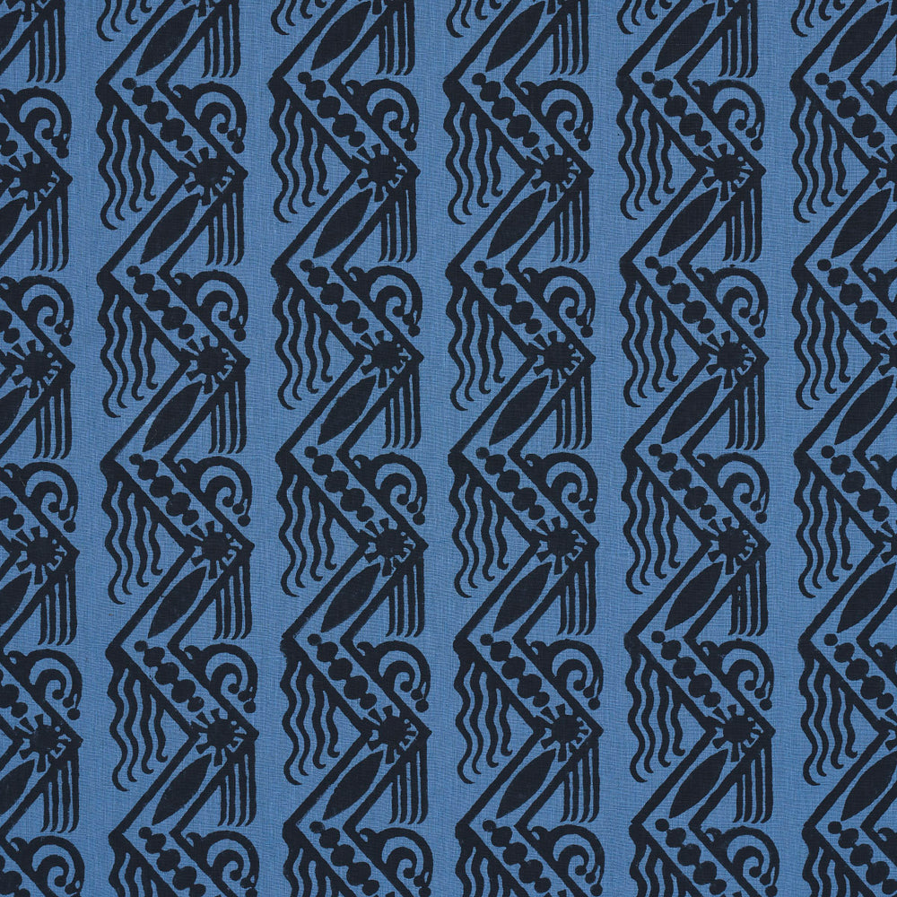VENETIAN ZIG ZAG BLOCK PRINT | Black On Blue