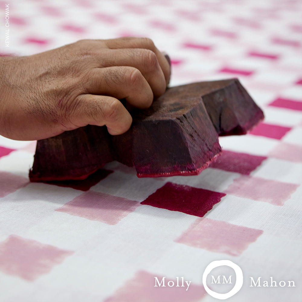 STAMPA A BLOCCO A MANO DI CHECKER | ROSA