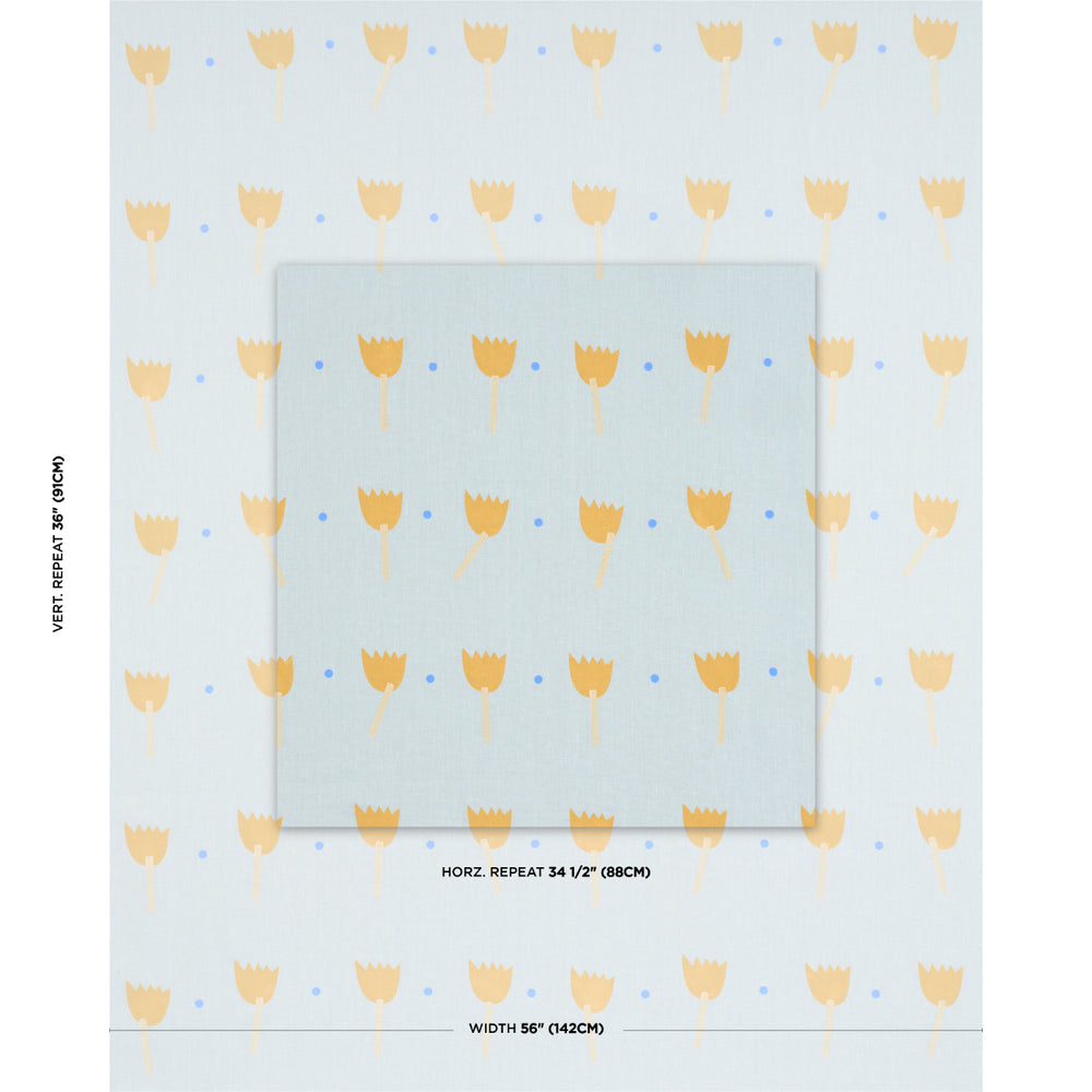 TULIP PLAY HAND BLOCK PRINT | Ochre On Sky