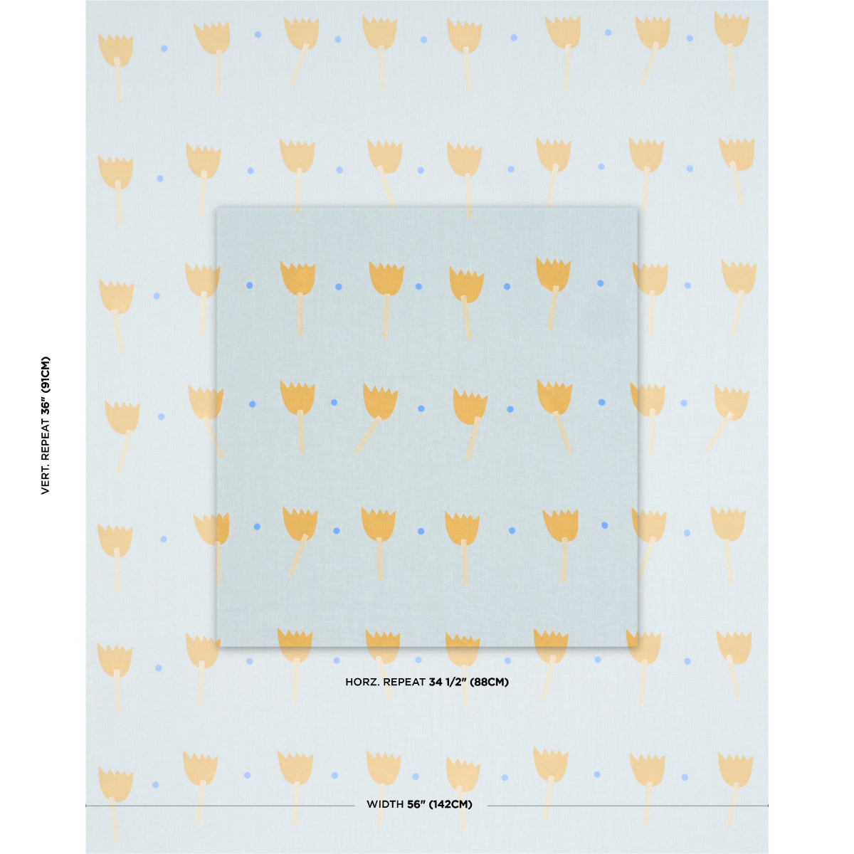 TULIP PLAY HAND BLOCK PRINT | Ochre On Sky