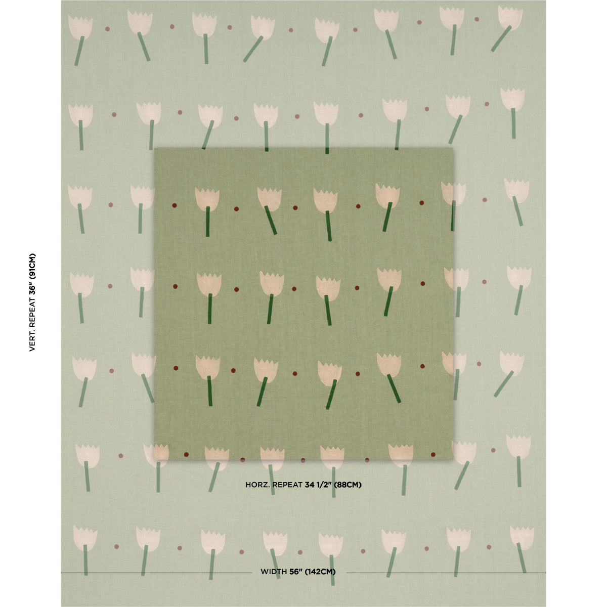 TULIP PLAY HAND BLOCK PRINT | Peach On Sage