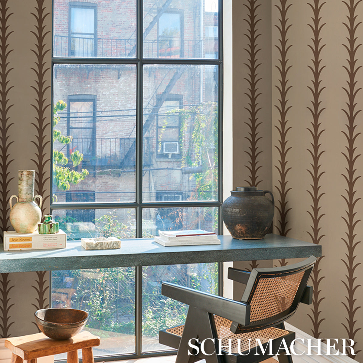 ACANTHUS STRIPE | Brown On Beige