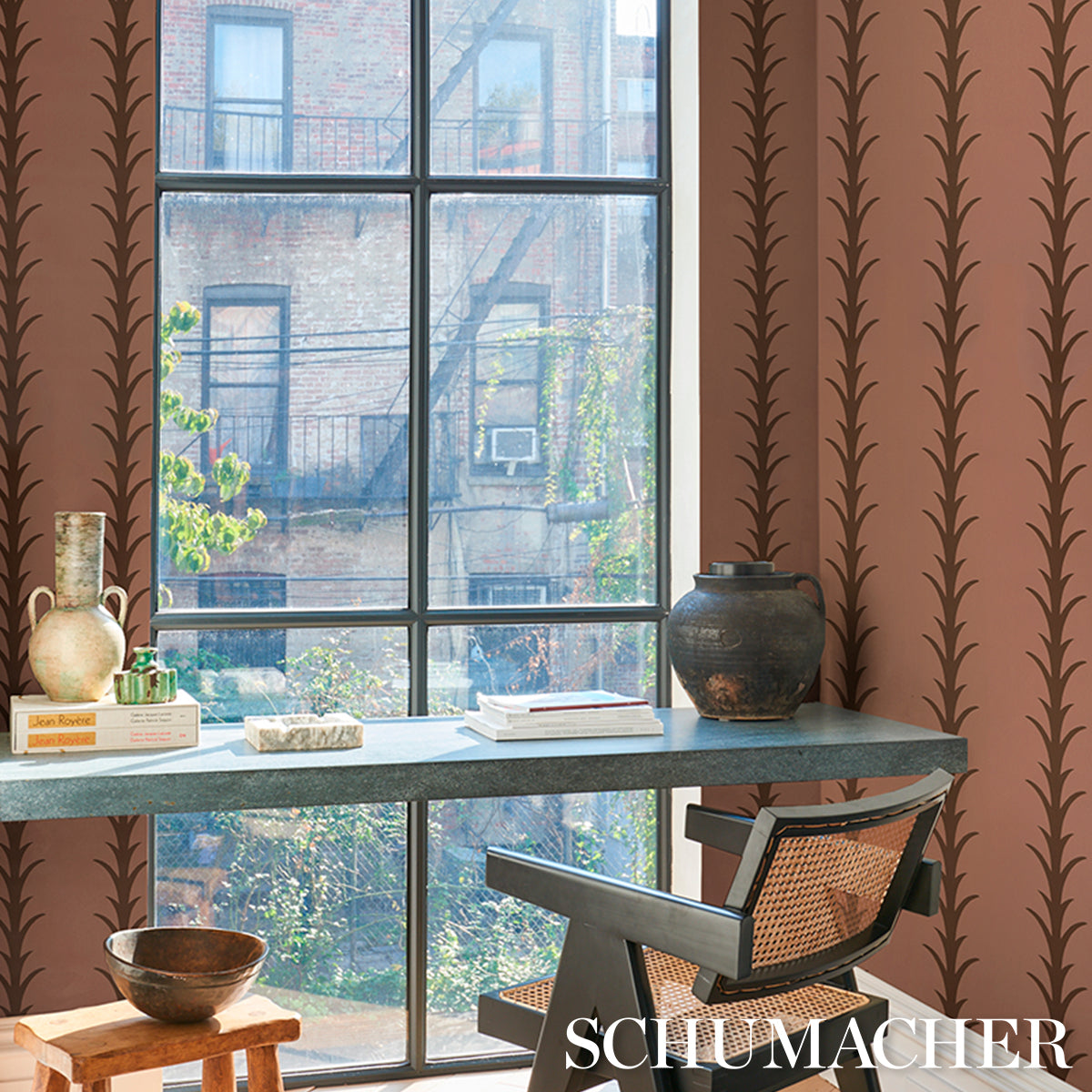 ACANTHUS STRIPE | Brown On Rosewood