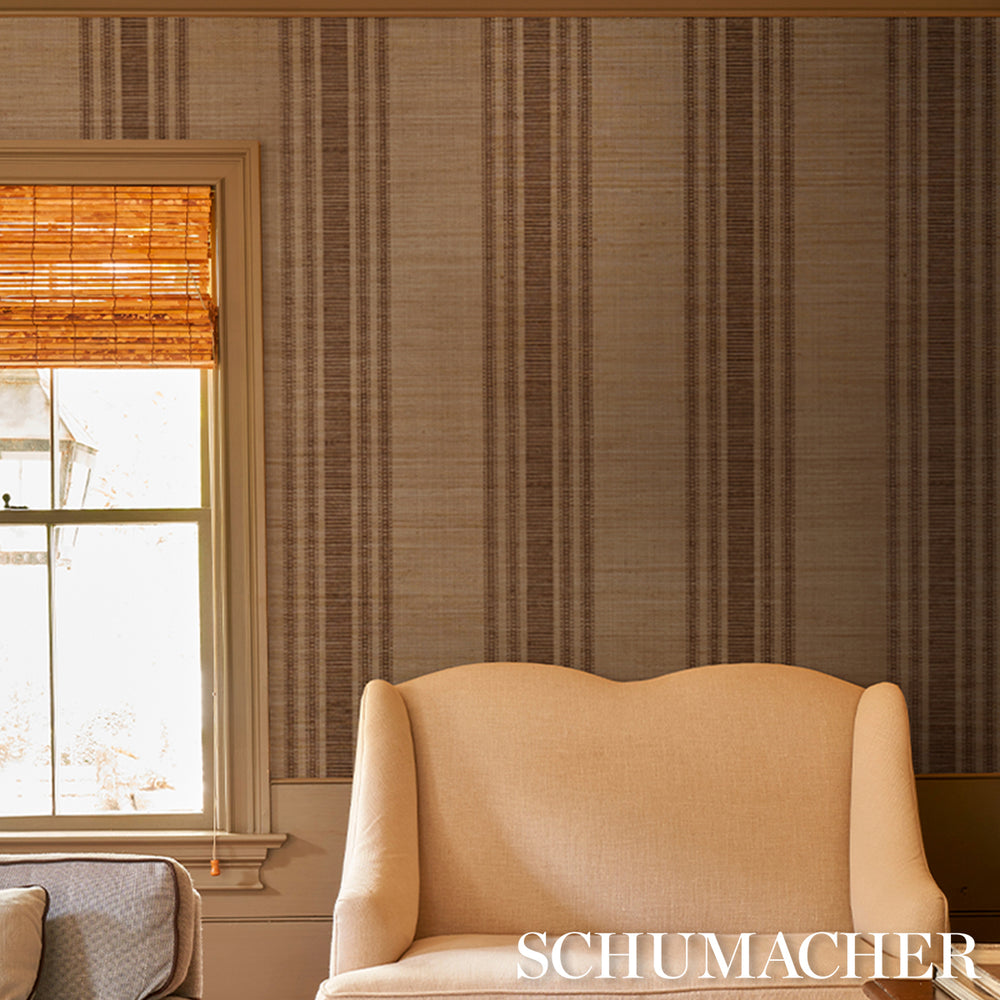 CASSIA SILK STRIPE WALLCOVERING | Walnut