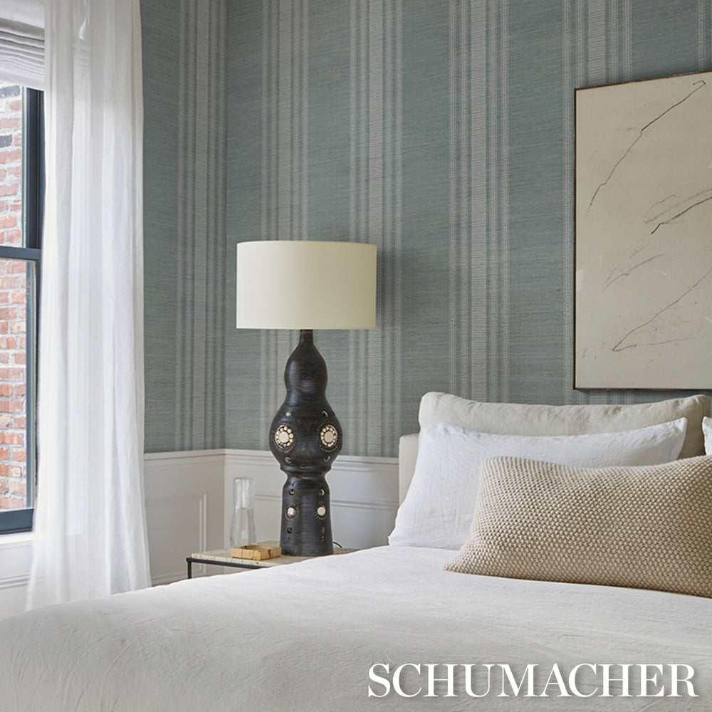CASSIA SILK STRIPE WALLCOVERING | Sky