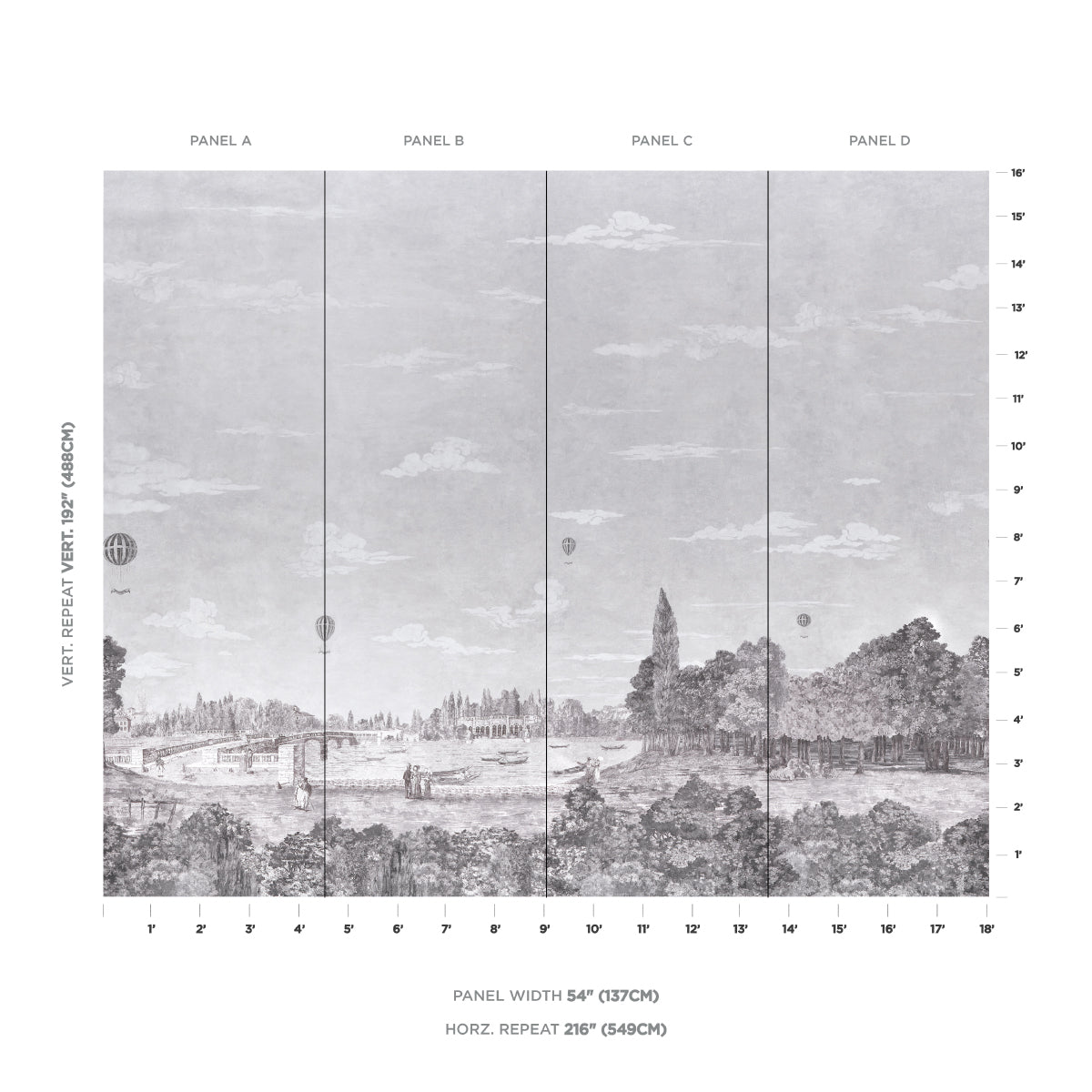 PROMENADE 4 PANEL SET | Grisaille