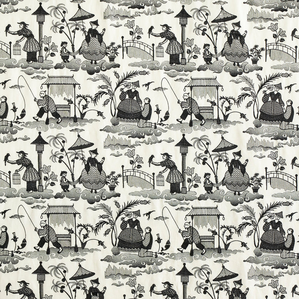 Bassano Embroidered Toile | Black