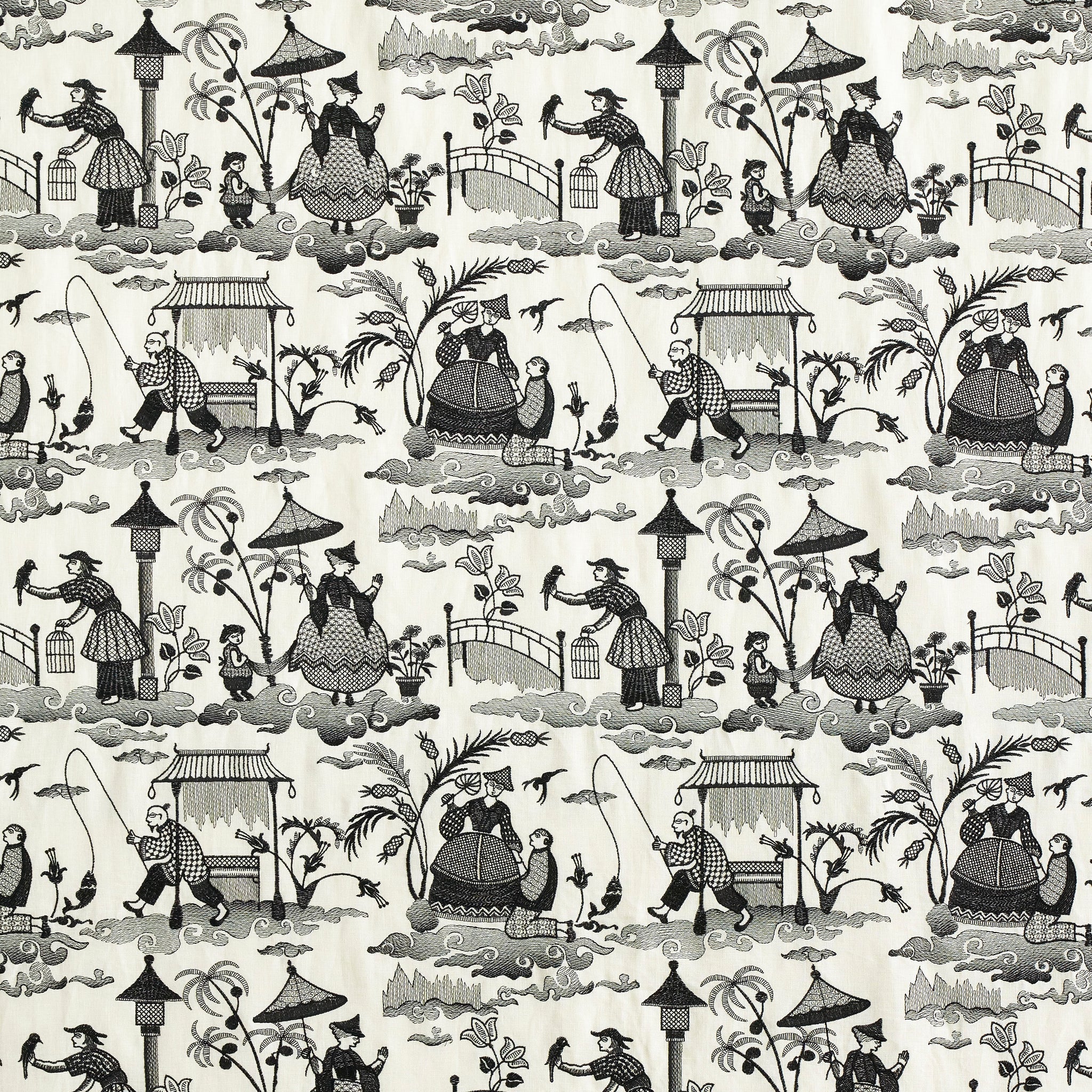 Bassano Embroidered Toile | Black