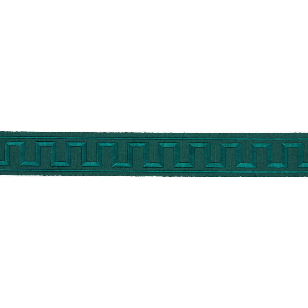 GREEK KEY EMBROIDERED TAPE | Emerald