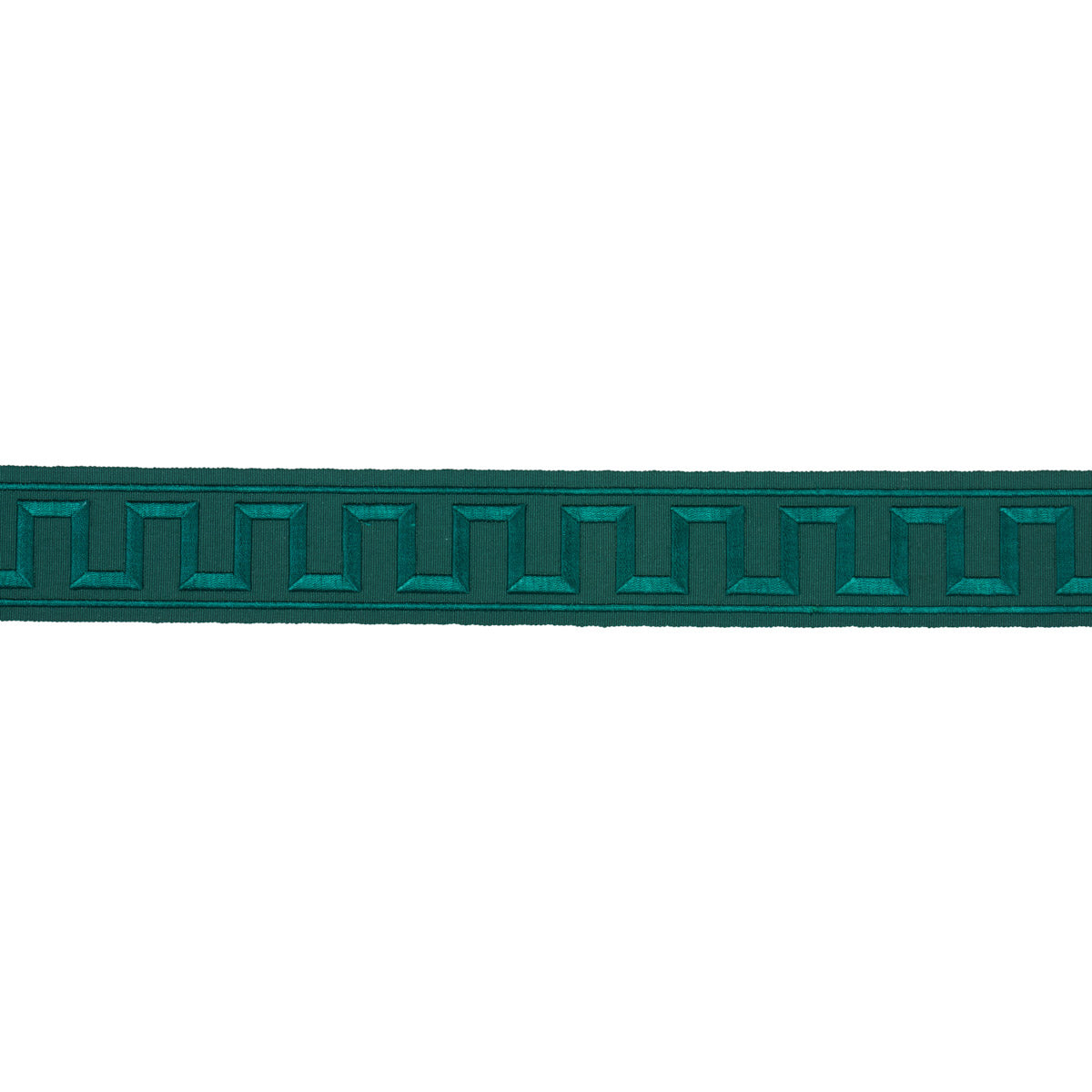 GREEK KEY EMBROIDERED TAPE | Emerald