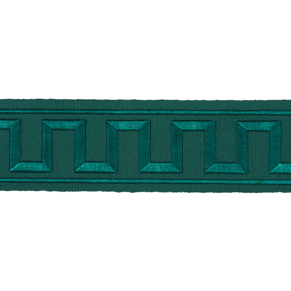 GREEK KEY EMBROIDERED TAPE | Emerald