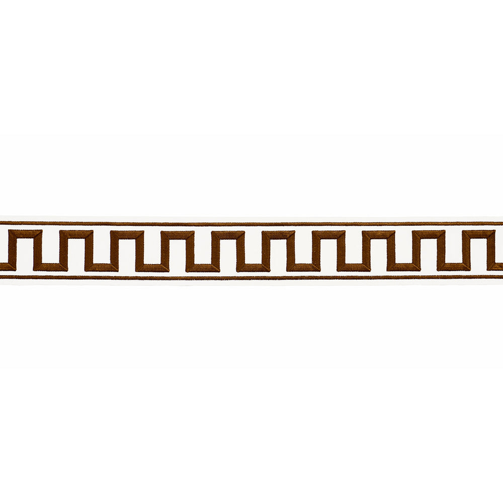 GREEK KEY EMBROIDERED TAPE | Brown