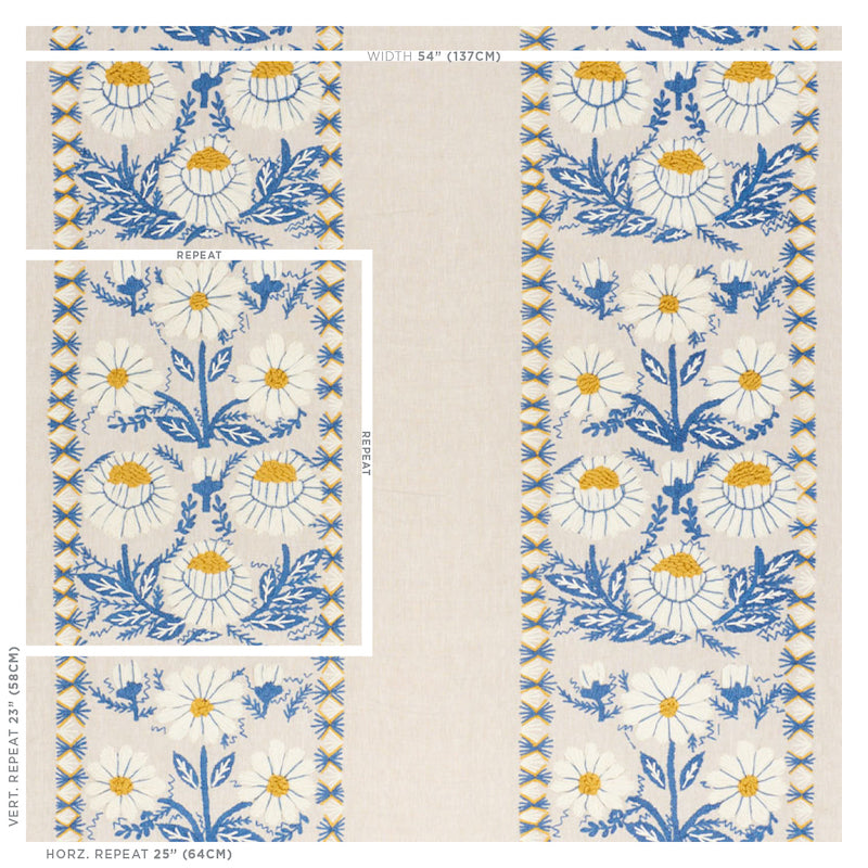 RICAMO MARGHERITA | BLU E OCRA