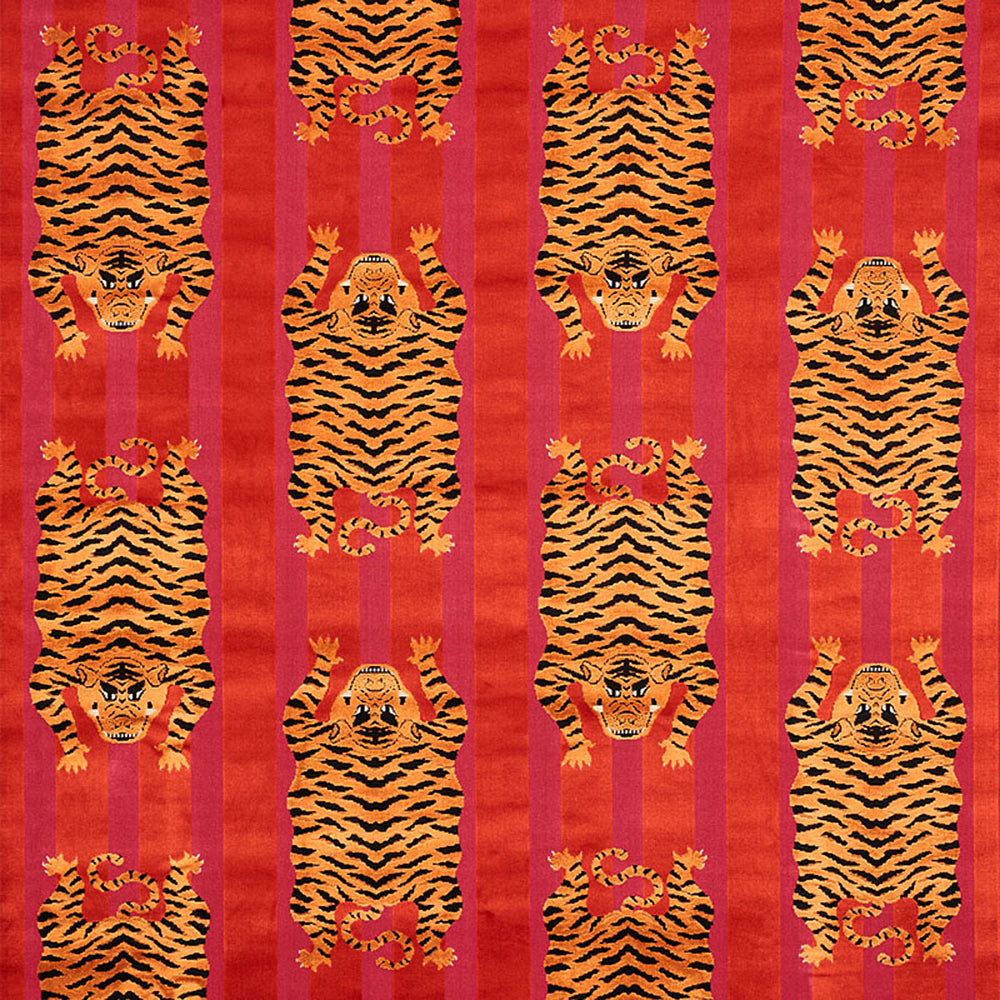 Jokhang Tiger Velvet | Red & Pink