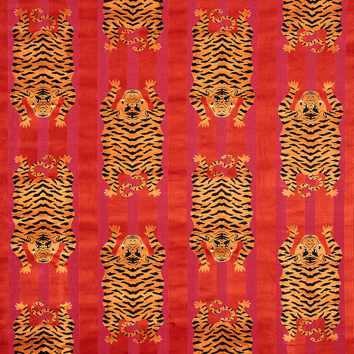 Jokhang Tiger Velvet | Red & Pink