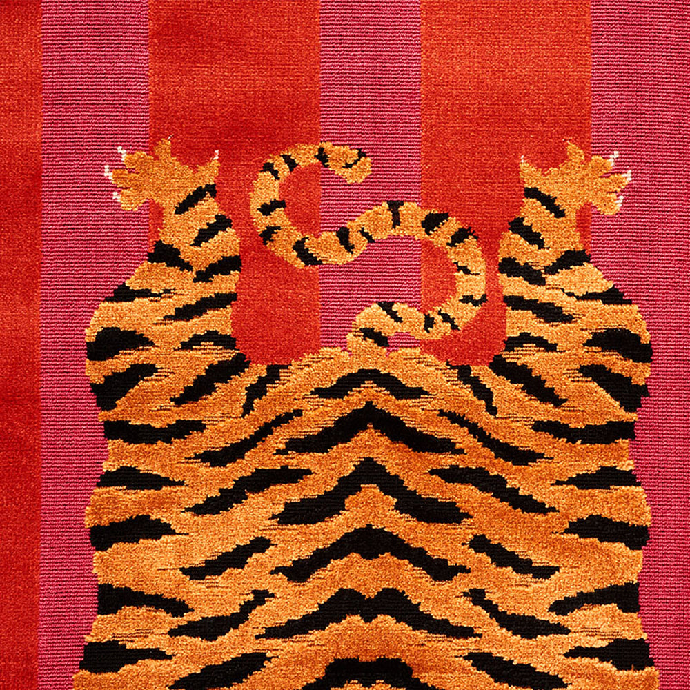 Jokhang Tiger Velvet | Red & Pink