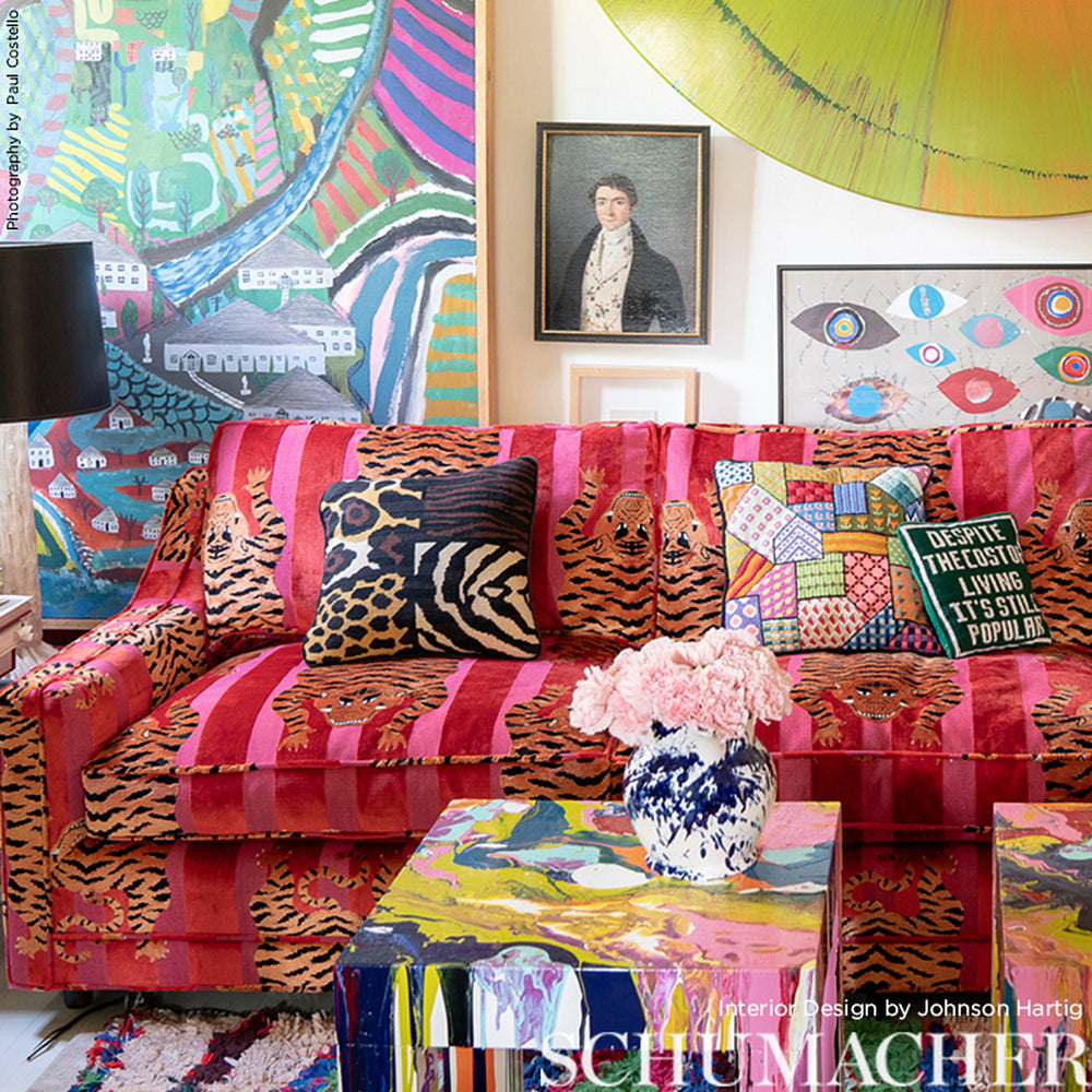 Jokhang Tiger Velvet | Red & Pink