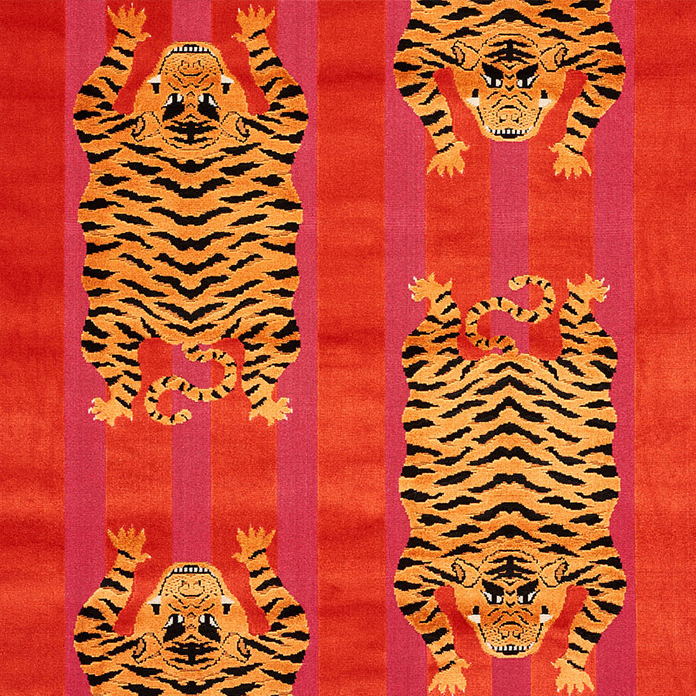 Jokhang Tiger Velvet | Red & Pink