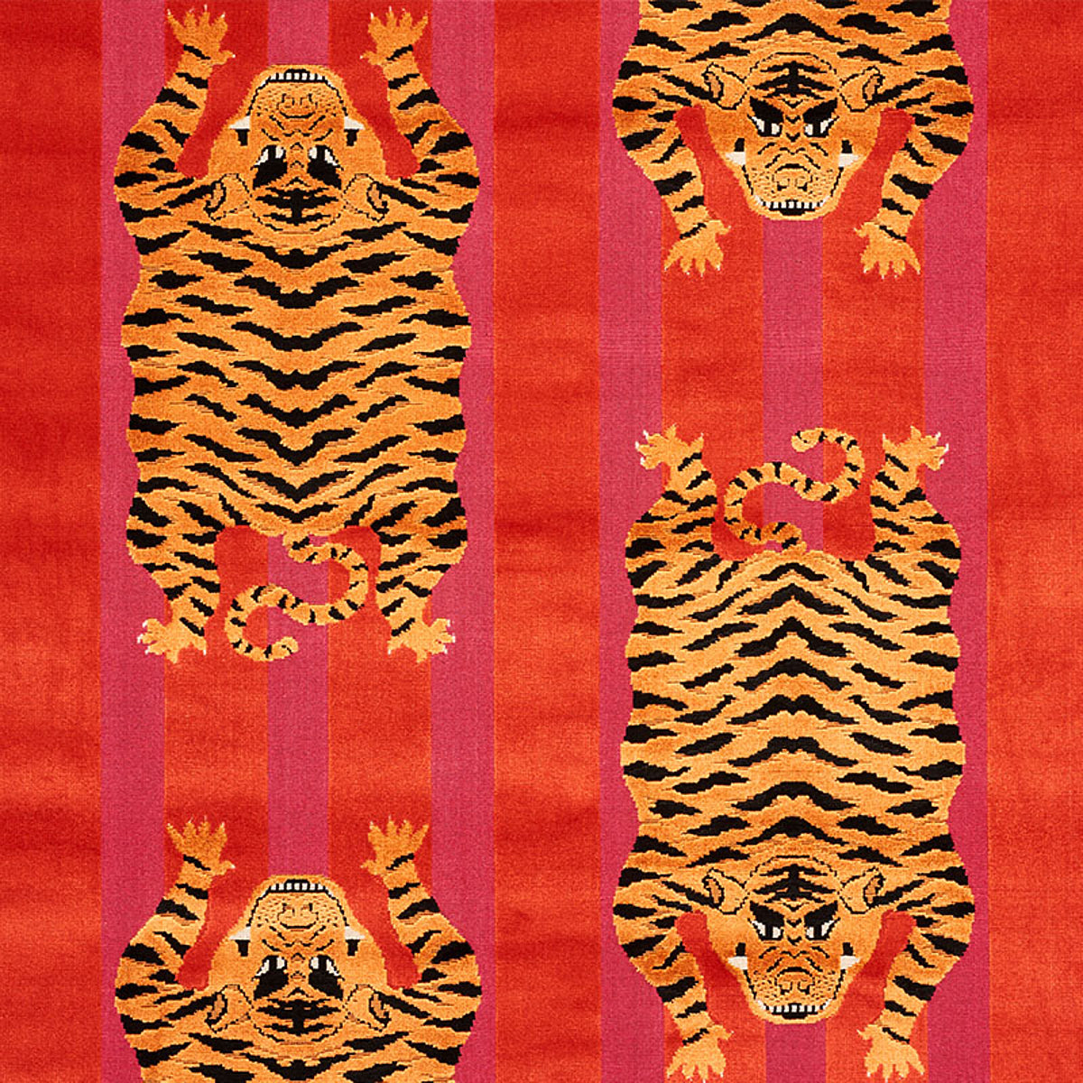 Jokhang Tiger Velvet | Red & Pink