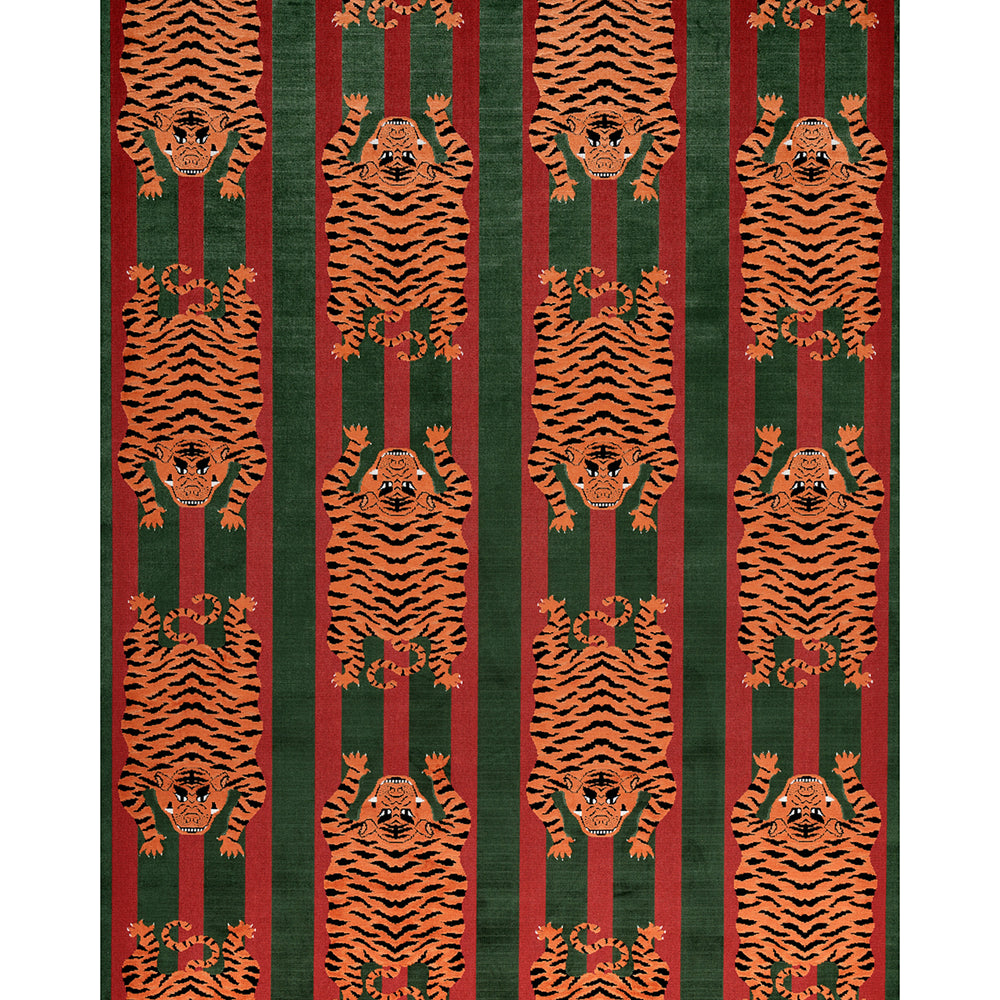 Jokhang Tiger Velvet | Red & Green