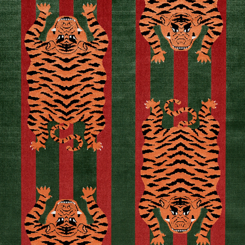 Jokhang Tiger Velvet | Red & Green