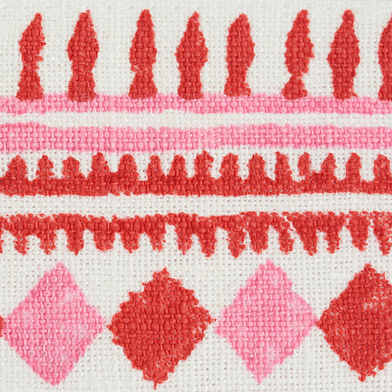 NASTRO IN LINO BLOCCATO A MANO TOULA | ROSSO E ROSA