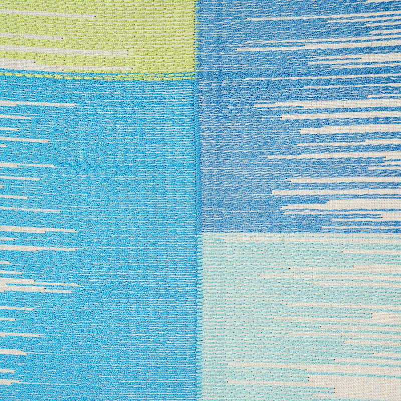 SUNBURST STRIPE EMBROIDERY | Blue & Lime