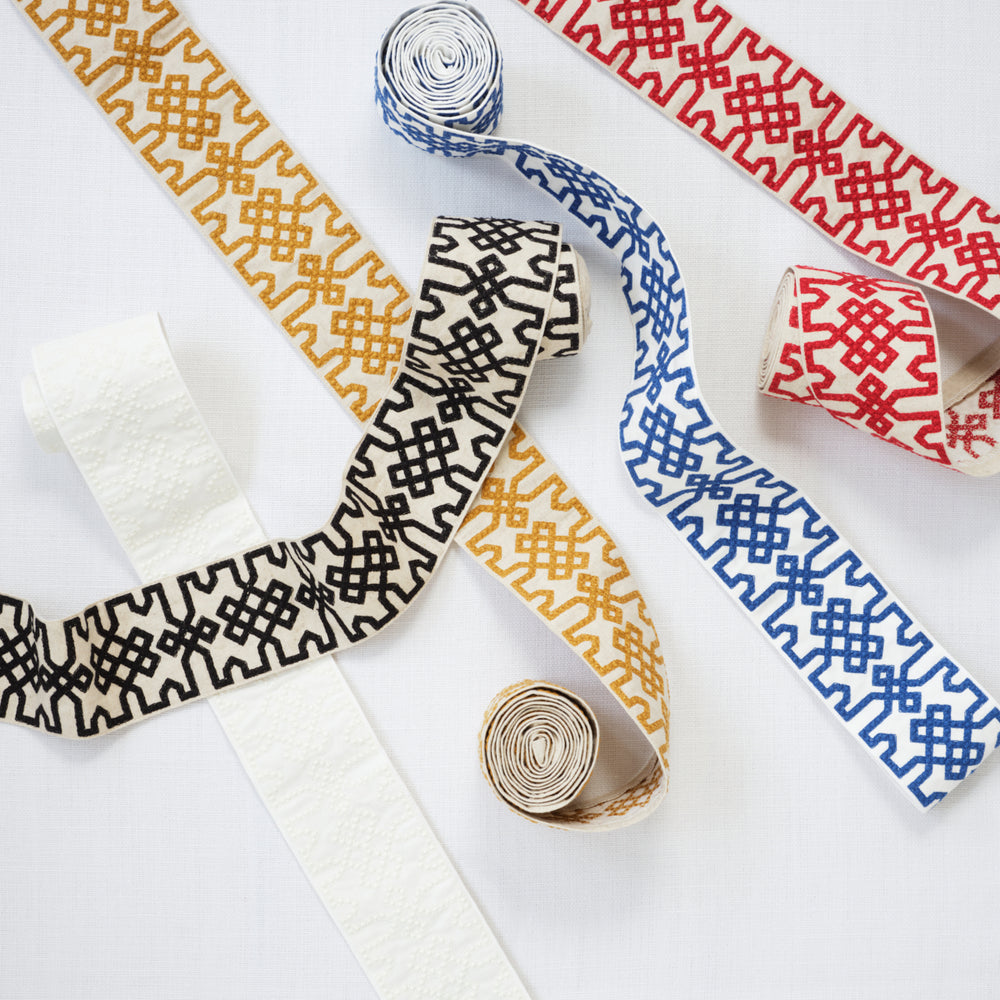 Nastro a traliccio annodato | CREMISI SU NON SBIANCATO