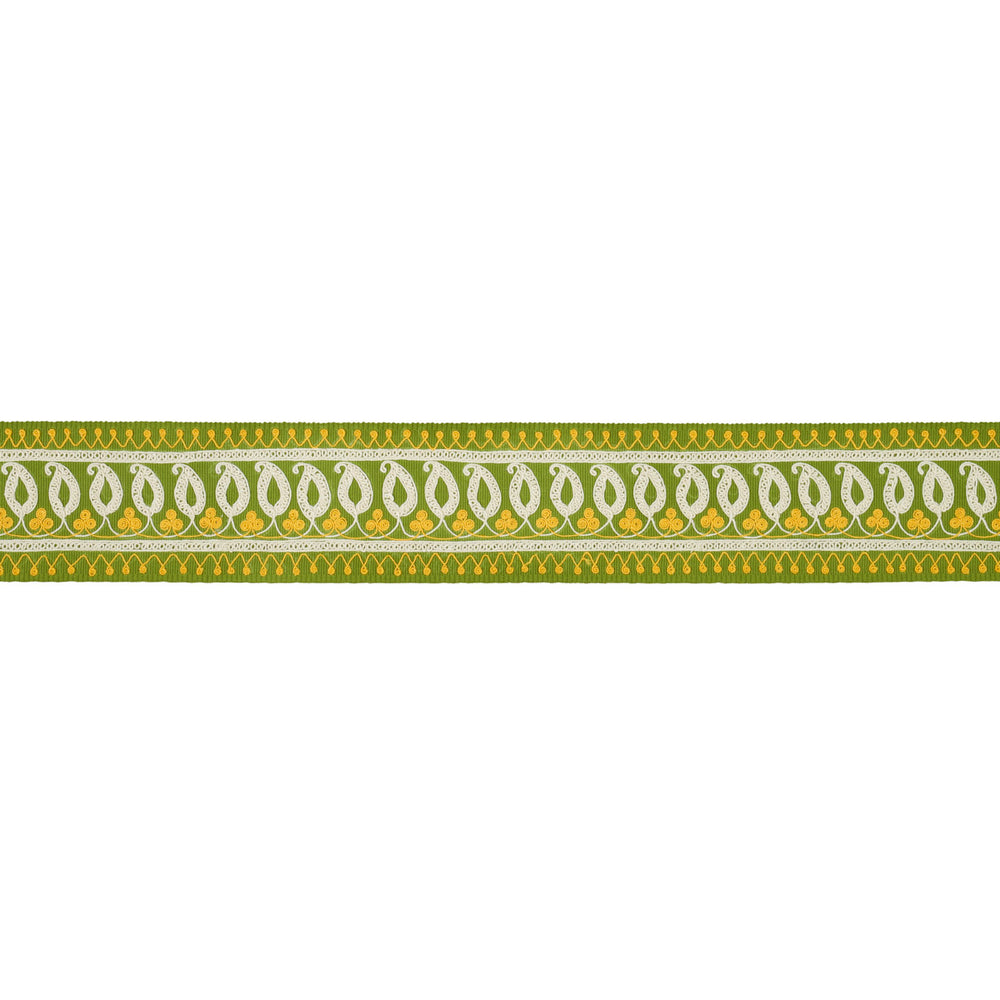NASTRO RICAMATO PAISLEY | VERDE GIALLO