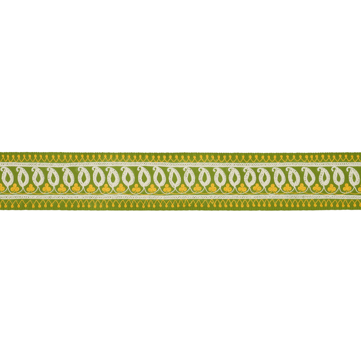 NASTRO RICAMATO PAISLEY | VERDE GIALLO