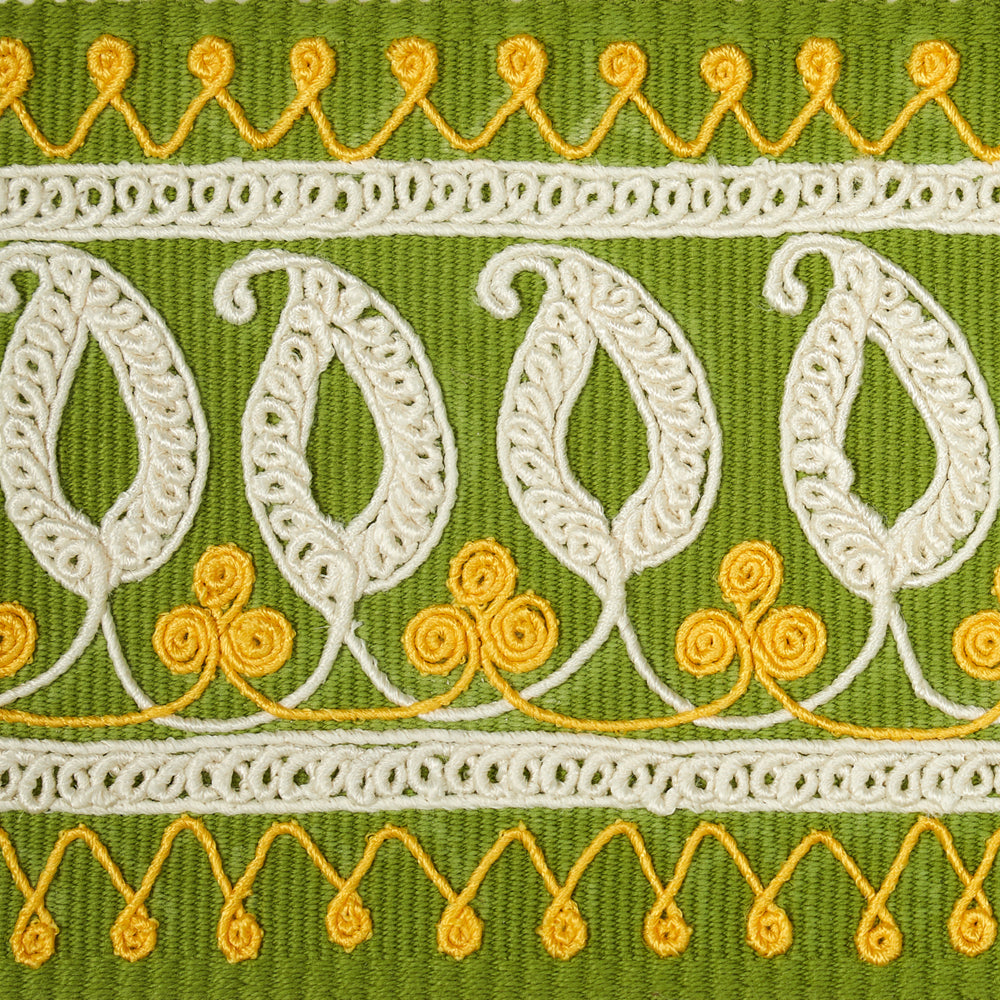NASTRO RICAMATO PAISLEY | VERDE GIALLO