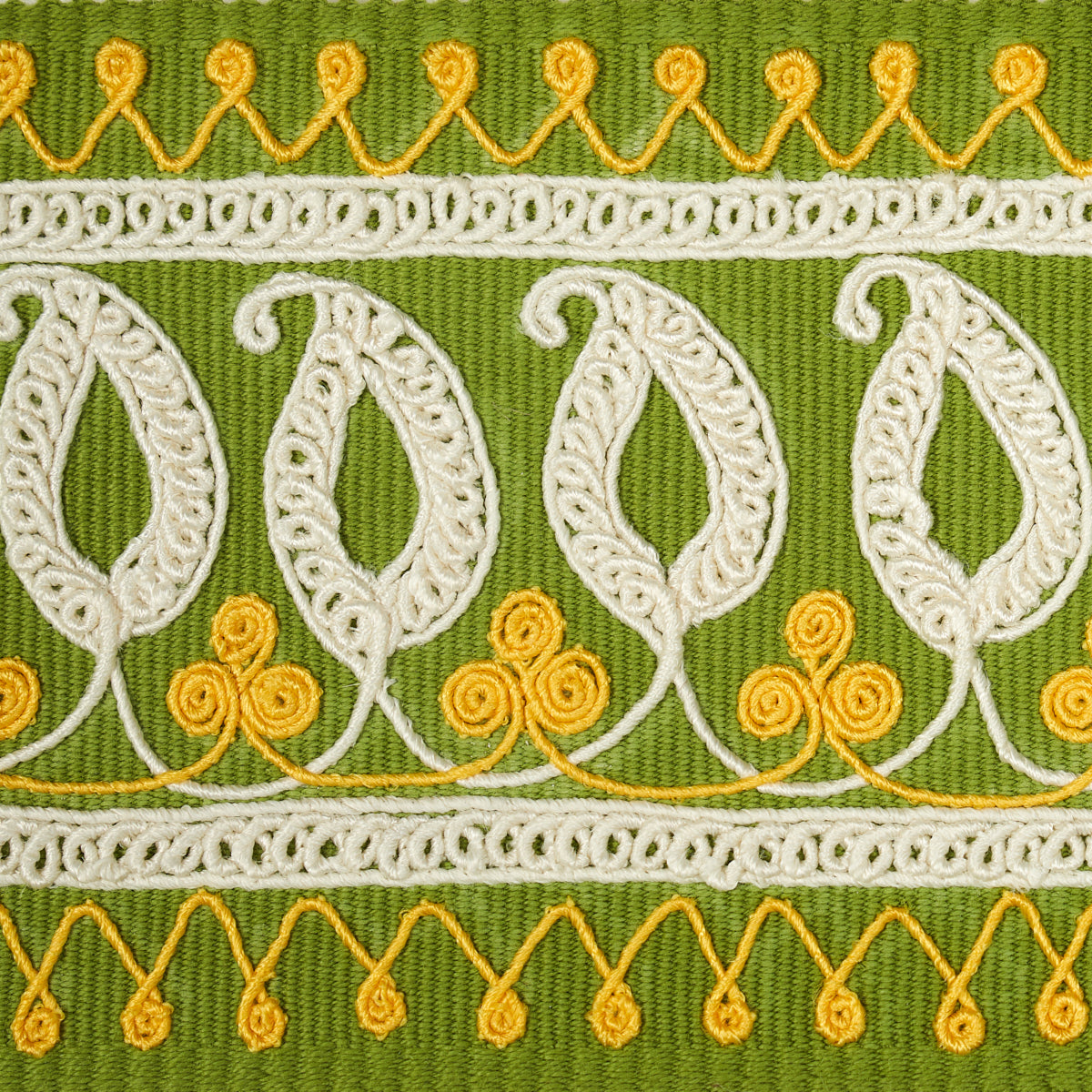 NASTRO RICAMATO PAISLEY | VERDE GIALLO