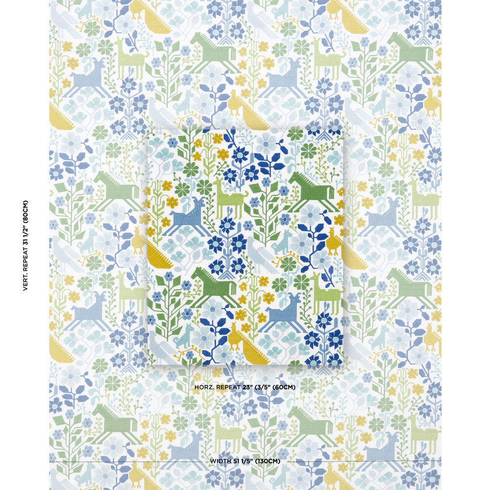 RICAMO LUPITA | VERDE BLU