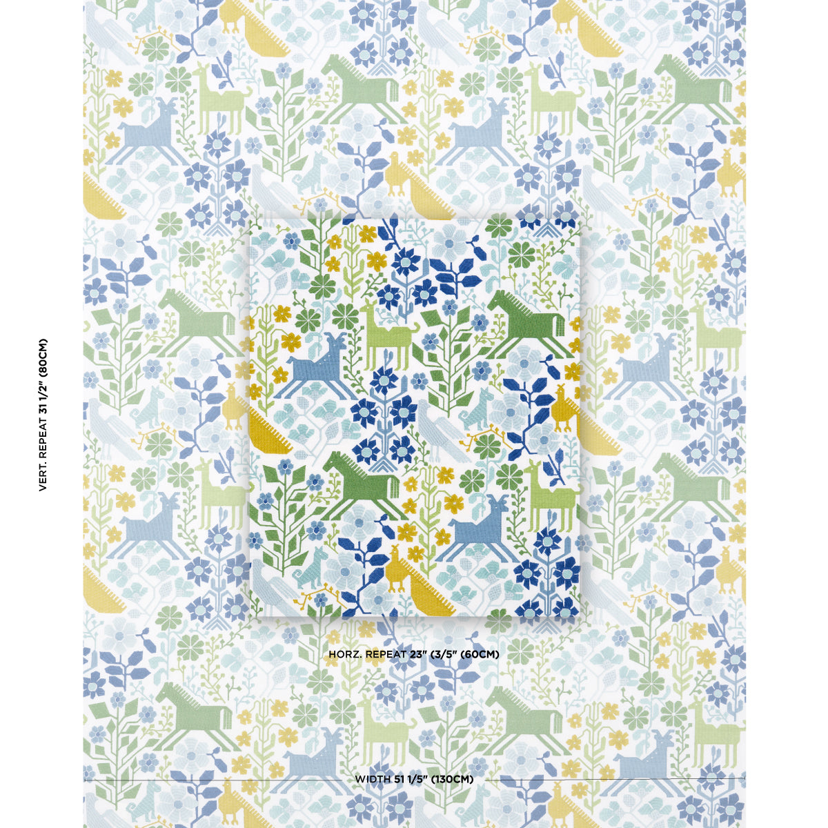 RICAMO LUPITA | VERDE BLU