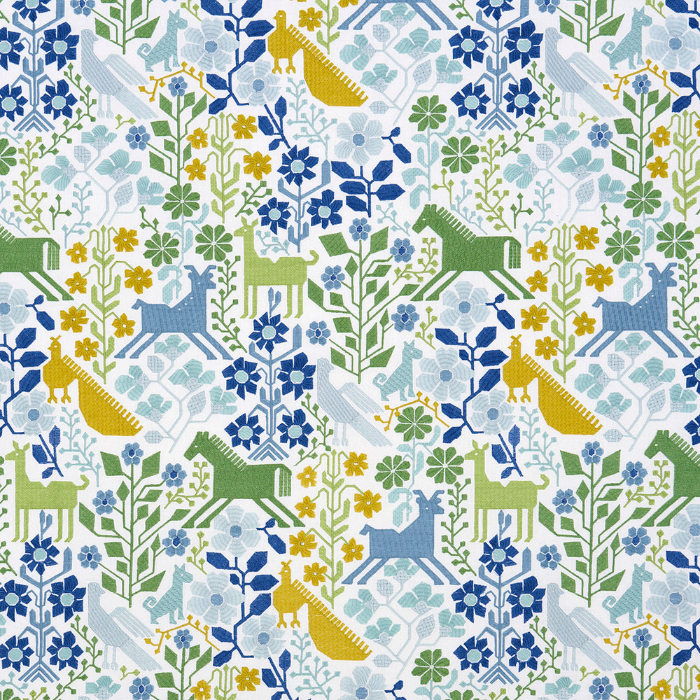 RICAMO LUPITA | VERDE BLU