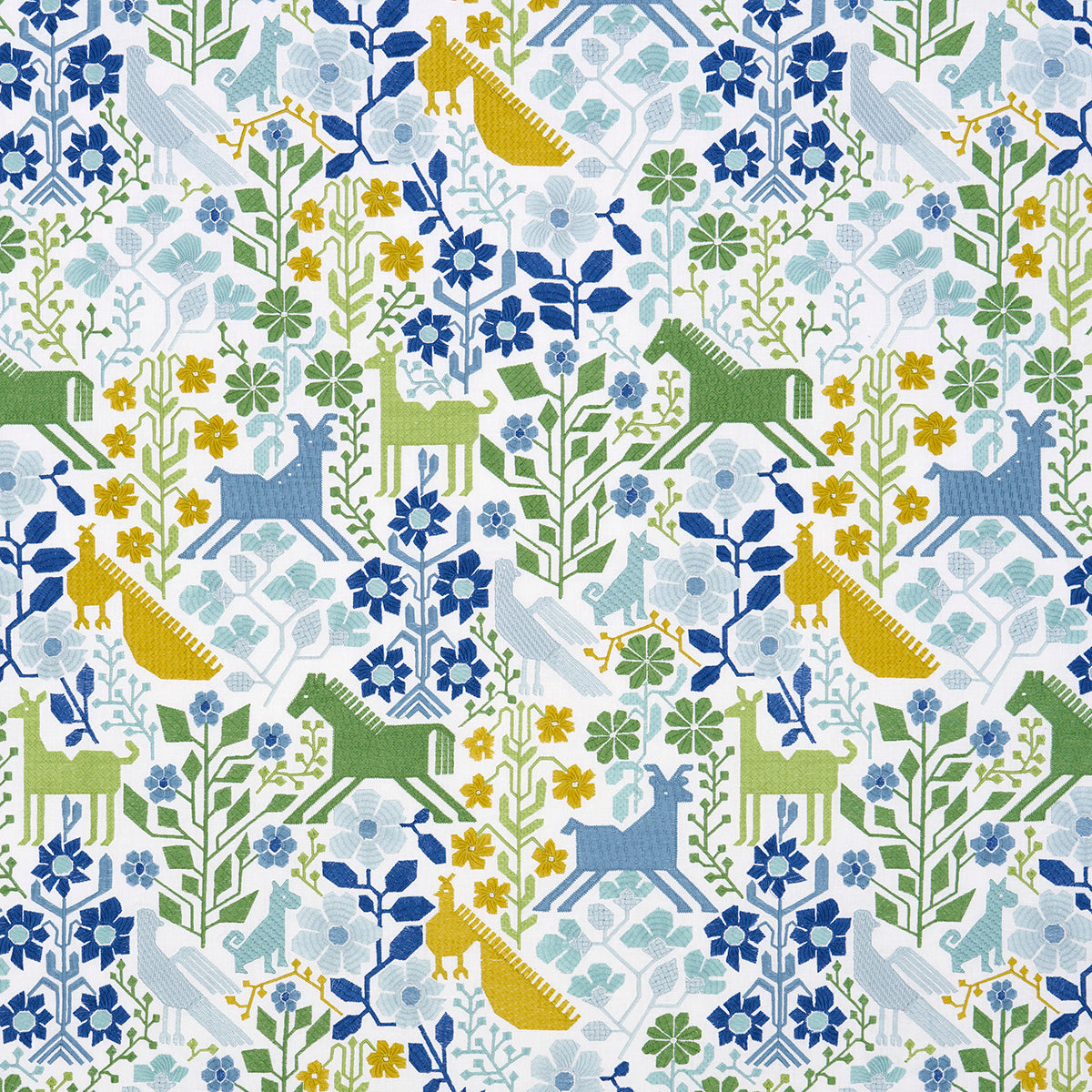 RICAMO LUPITA | VERDE BLU