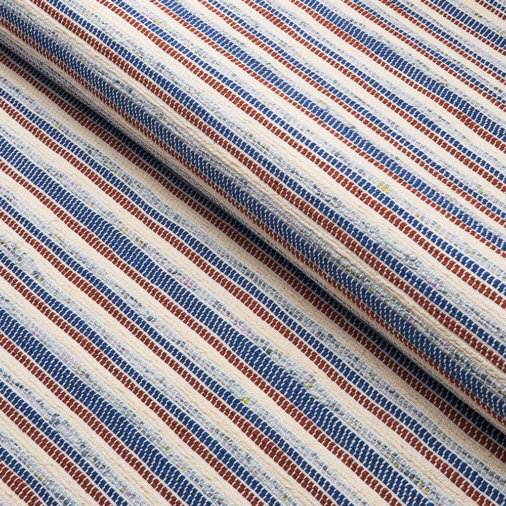 TAPPETO DI PEZZI TESSUTO A MANO RIGHE | INDIGO E MOCA