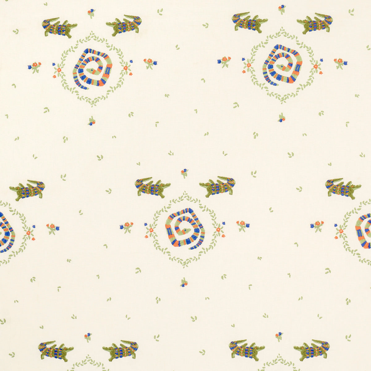 REPTILIA EMBROIDERY | Bright Multi On Ivory