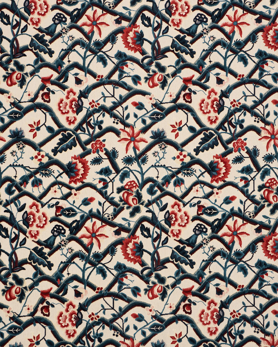 JACOBEAN GARDEN VELVET | Cinnabar & Peacock