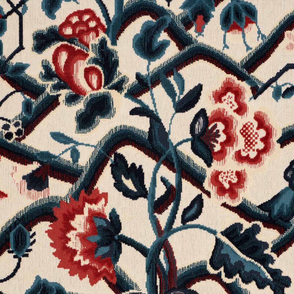 JACOBEAN GARDEN VELVET | Cinnabar & Peacock