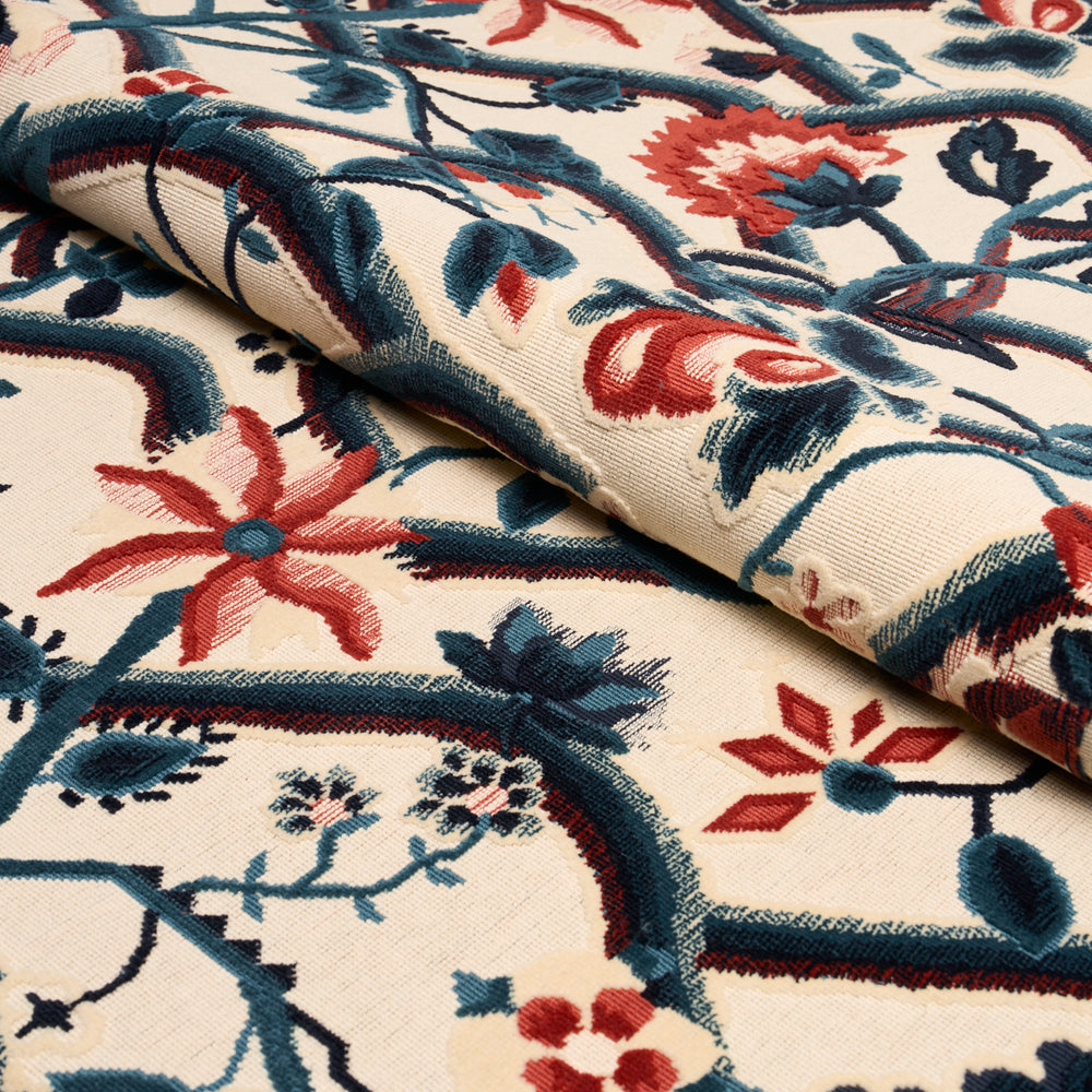 JACOBEAN GARDEN VELVET | Cinnabar & Peacock