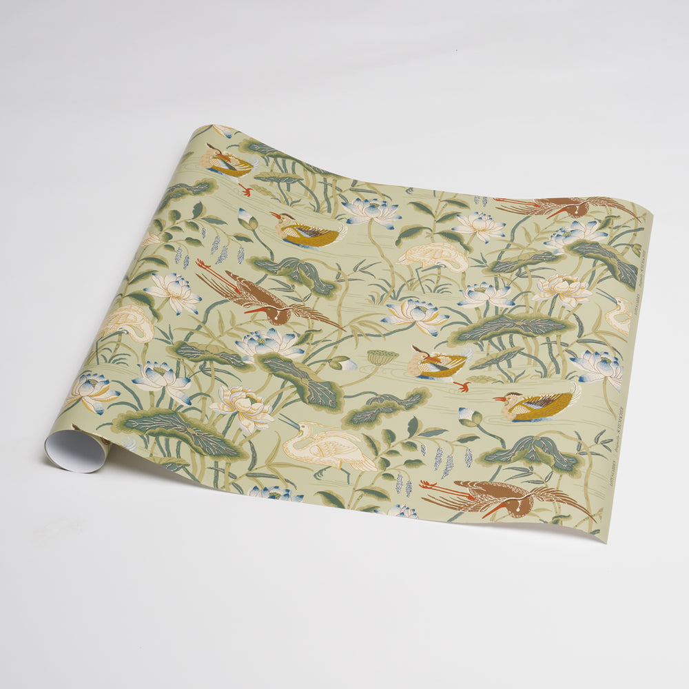 Lotus Garden Wrapping Paper - Aqua