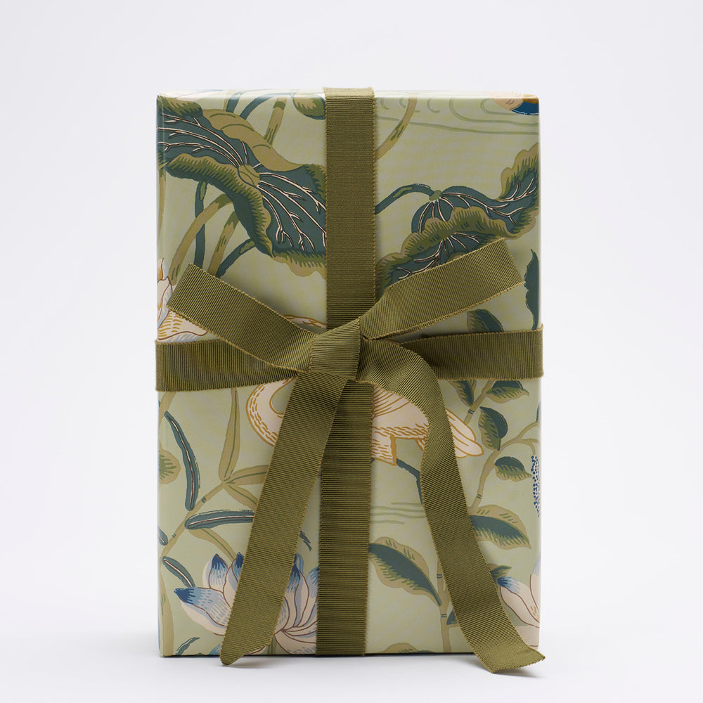 Lotus Garden Wrapping Paper - Aqua