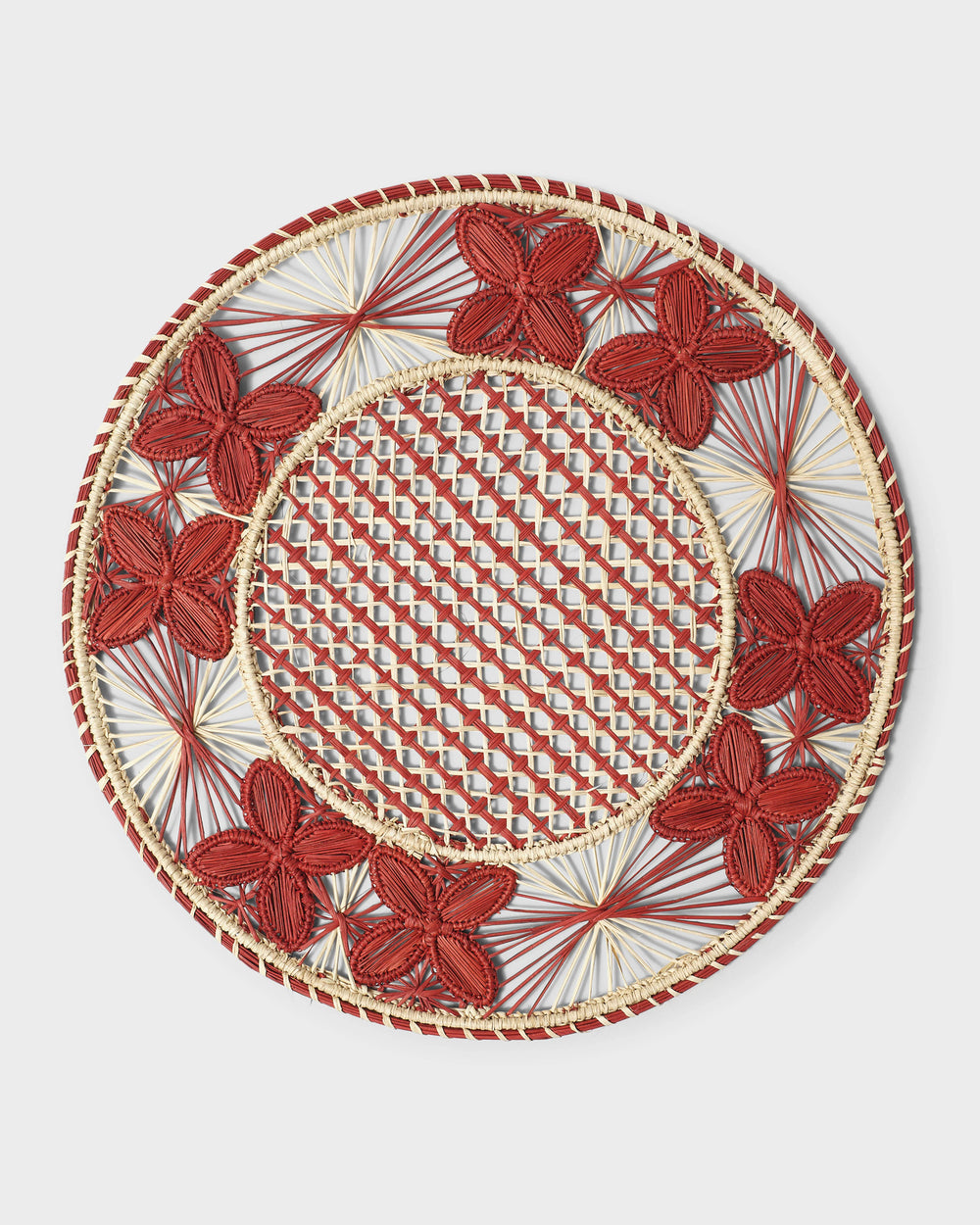 Cabana | Louloudi Woven Placemat, Burgundy and Natural