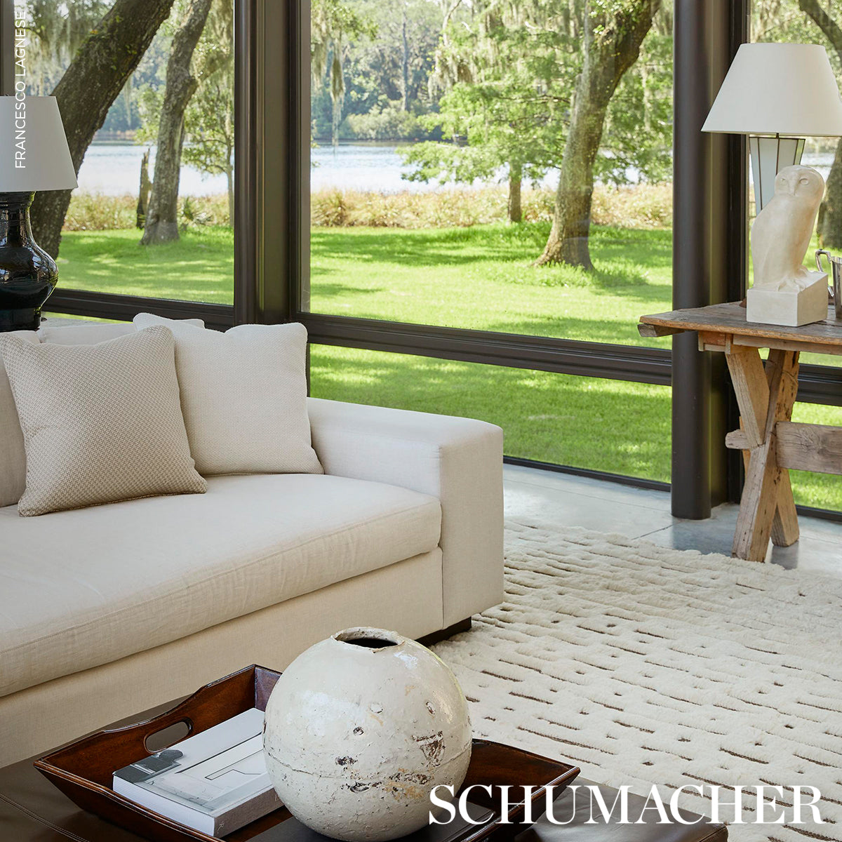 Tappeto Ikat astratto | Avorio e marrone