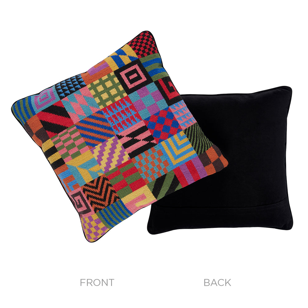 Graphic Blocks Needlepoint Pillow | Multi