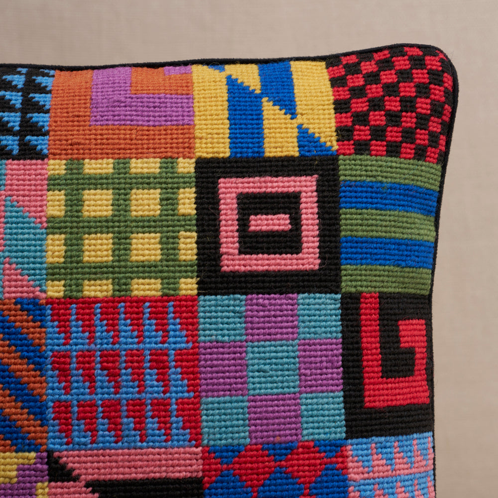 Graphic Blocks Needlepoint Pillow | Multi