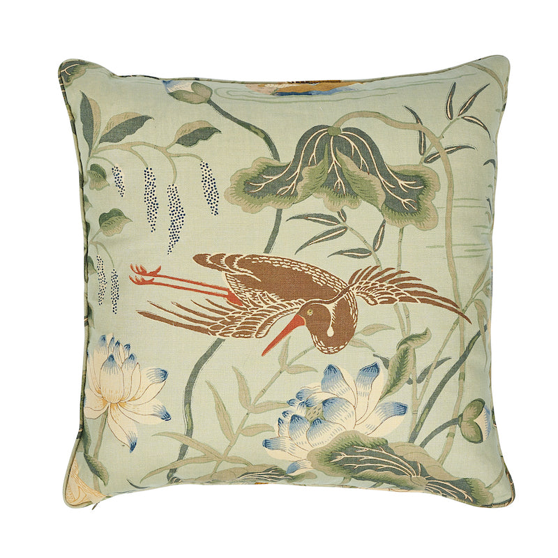 Lotus Garden Pillow | Aqua