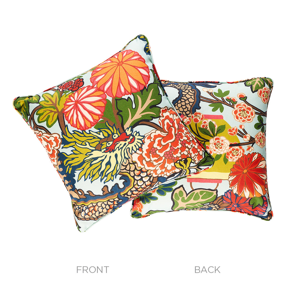 Chiang Mai Dragon I/O Pillow - Aquamarine